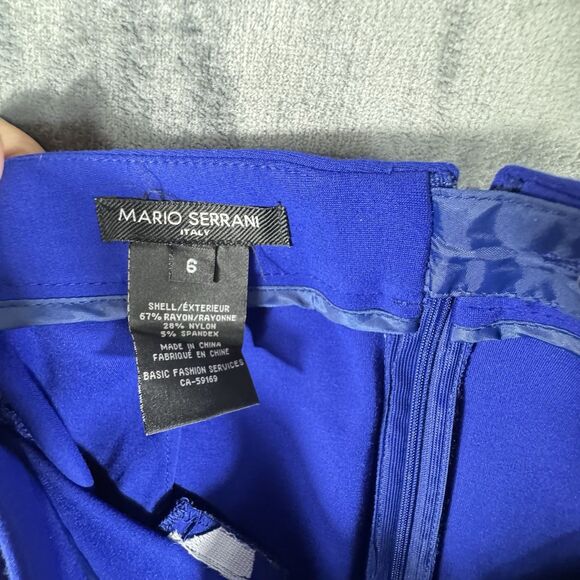 Mario Serrani Sz 6 A-Line Skirt Size 6 Blue Front Faux Pocket Zip Rayon Blend - Picture 4 of 8